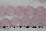 CNG921 15 inches 12mm faceted nuggets rose quartz beads