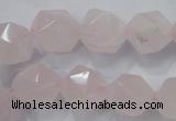 CNG922 15 inches 14mm faceted nuggets rose quartz beads