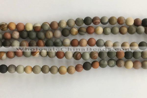 CNI376 15.5 inches 6mm round matte American picture jasper beads