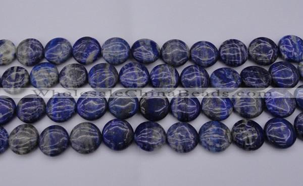 CNL1108 15.5 inches 16mm flat round lapis lazuli gemstone beads