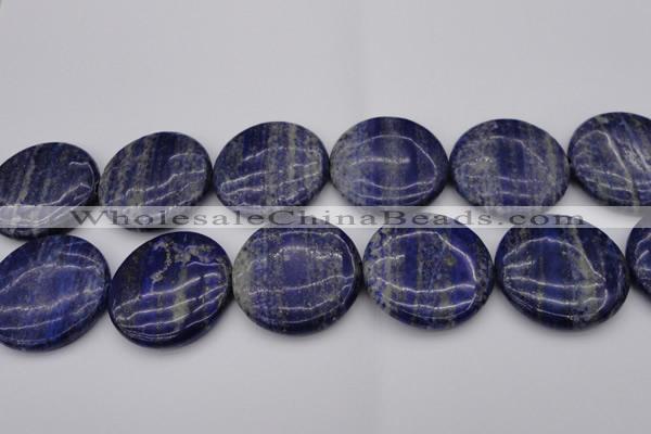 CNL1114 15.5 inches 40mm flat round lapis lazuli gemstone beads