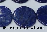 CNL1280 15.5 inches 25mm flat round natural lapis lazuli beads