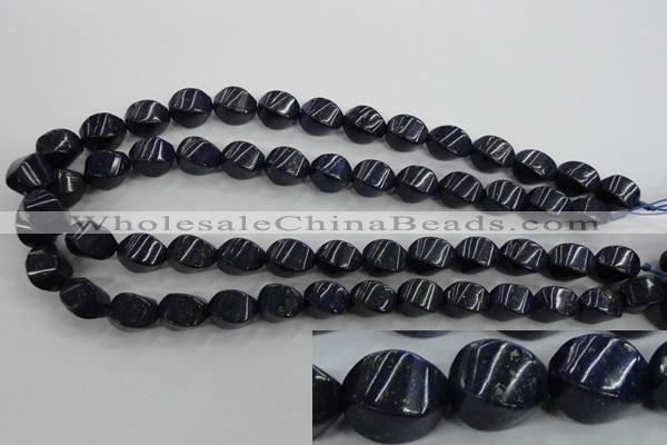 CNL920 15.5 inches 10*14mm twisted rice natural lapis lazuli beads