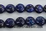 CNL924 15.5 inches 12mm flat round natural lapis lazuli gemstone beads