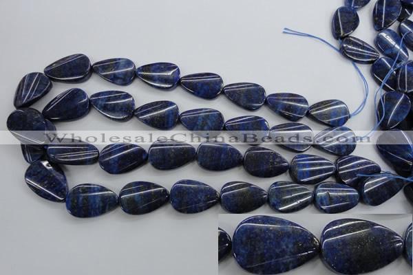 CNL985 15.5 inches 17*25mm twisted flat teardrop natural lapis lazuli beads