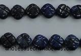 CNL991 15.5 inches 10mm carved flower natural lapis lazuli gemstone beads