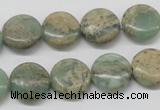 CNS10 16 inches 14mm flat round natural serpentine jasper beads