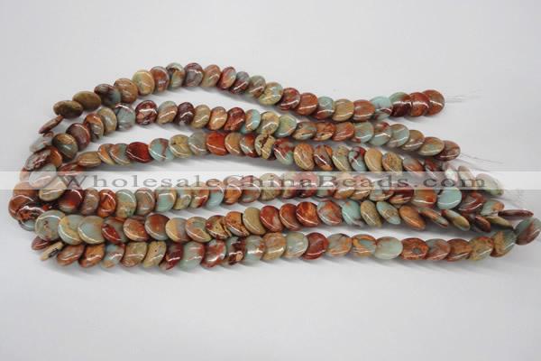 CNS124 15.5 inches 12mm flat round natural serpentine jasper beads