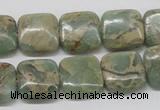 CNS16 16 inches 14*14mm square natural serpentine jasper beads