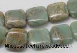 CNS17 16 inches 16*16mm square natural serpentine jasper beads