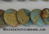 CNS192 15.5 inches 20mm flat round natural serpentine jasper beads