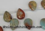 CNS199 Top-drilled 10*14mm flat teardrop natural serpentine jasper beads