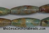 CNS204 15.5 inches 10*30mm rice natural serpentine jasper beads