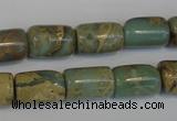 CNS205 15.5 inches 10*14mm drum natural serpentine jasper beads