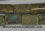 CNS215 15.5 inches 8*12mm flat tube natural serpentine jasper beads