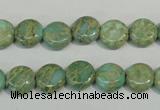 CNS280 15.5 inches 10mm flat round natural serpentine jasper beads