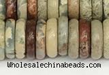 CNS328 15.5 inches 3*10mm rondelle serpentine jasper beads