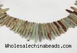 CNS355 Top drilled 5*15mm - 6*45mm sticks serpentine jasper beads