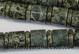 CNS418 15.5 inches 4*14mm rondelle & 12*14mm tube serpentine jasper beads