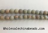 CNS709 15.5 inches 10mm round matte serpentine jasper beads