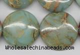 CNS84 15.5 inches 25mm flat round natural serpentine jasper beads