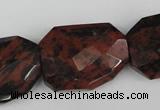 COB103 22*32mm twisted & faceted rectangle mahogany obsidian beads