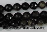 COB265 15.5 inches 10mm faceted round golden obsidian beads