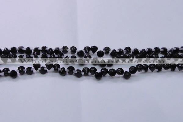 COB275 Top drilled 7*7mm faceted teardrop golden obsidian beads