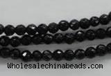 COB351 15.5 inches 5mm faceted round black obsidian beads