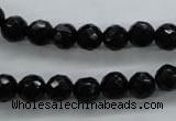 COB353 15.5 inches 8mm faceted round black obsidian beads