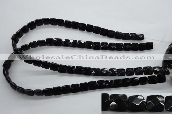 COB390 15.5 inches 10*10mm faceted square black obsidian beads