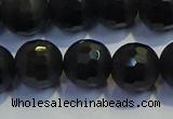 COB473 15.5 inches 6mm faceted round matte black obsidian beads