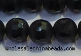 COB474 15.5 inches 8mm faceted round matte black obsidian beads