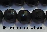 COB475 15.5 inches 10mm faceted round matte black obsidian beads