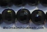 COB476 15.5 inches 12mm faceted round matte black obsidian beads