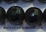 COB480 15.5 inches 20mm faceted round matte black obsidian beads