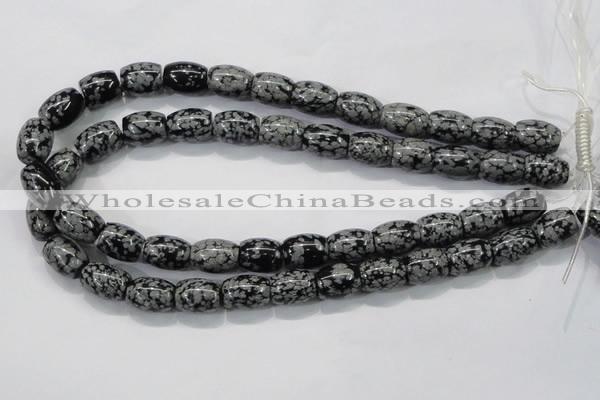 COB54 15.5 inches 12*16mm drum Chinese snowflake obsidian beads