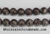 COB552 15.5 inches 8mm round red snowflake obsidian beads wholesale