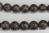 COB554 15.5 inches 12mm round red snowflake obsidian beads wholesale