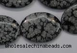 COB56 15.5 inches 22*30mm oval Chinese snowflake obsidian beads