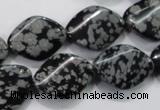 COB57 15.5 inches 15*20mm twisted oval Chinese snowflake obsidian beads