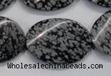 COB58 15.5 inches 25*35mm twisted oval Chinese snowflake obsidian beads