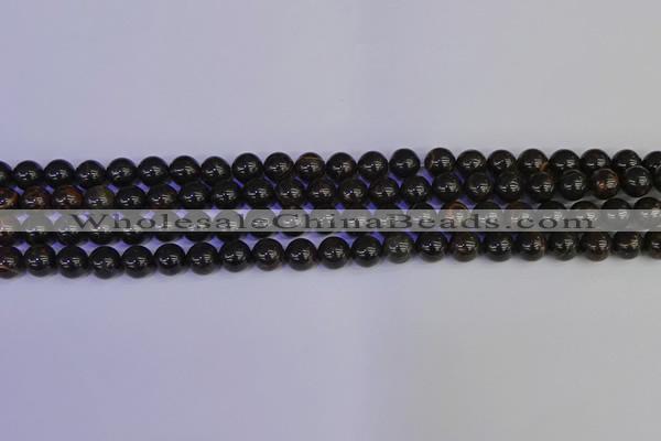 COB651 15.5 inches 6mm round gold black obsidian beads wholesale