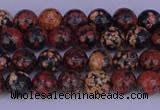 COB660 15.5 inches 4mm round red snowflake obsidian beads