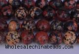 COB661 15.5 inches 6mm round red snowflake obsidian beads