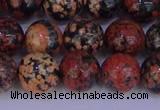 COB665 15.5 inches 14mm round red snowflake obsidian beads