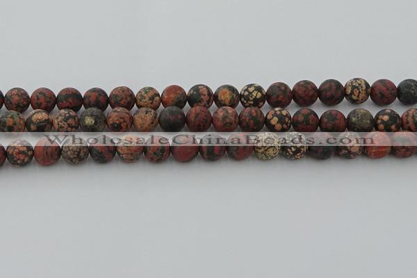 COB673 15.5 inches 10mm round matte red snowflake obsidian beads