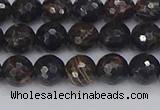 COB685 15.5 inches 6mm faceted round golden black obsidian beads