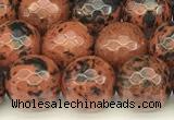 COB776 15 inches 8mm faceted round mahogany obsidian beads