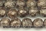 COB780 15 inches 6mm faceted round Chinese snowflake obsidian beads